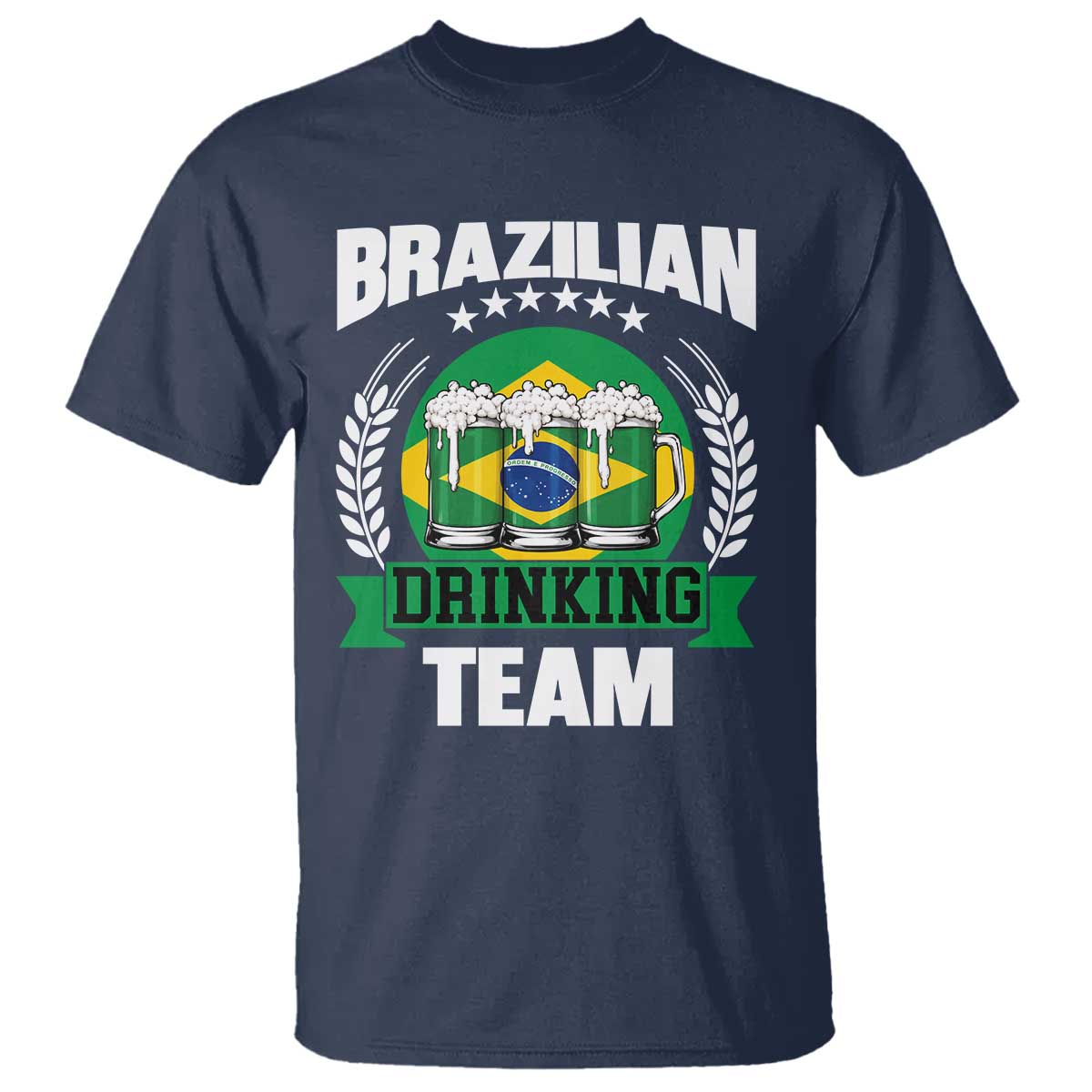 Brazil Drinking Team T Shirt Funny Brazilian Flag Beer Party Gift TS14 Navy Print Your Wear