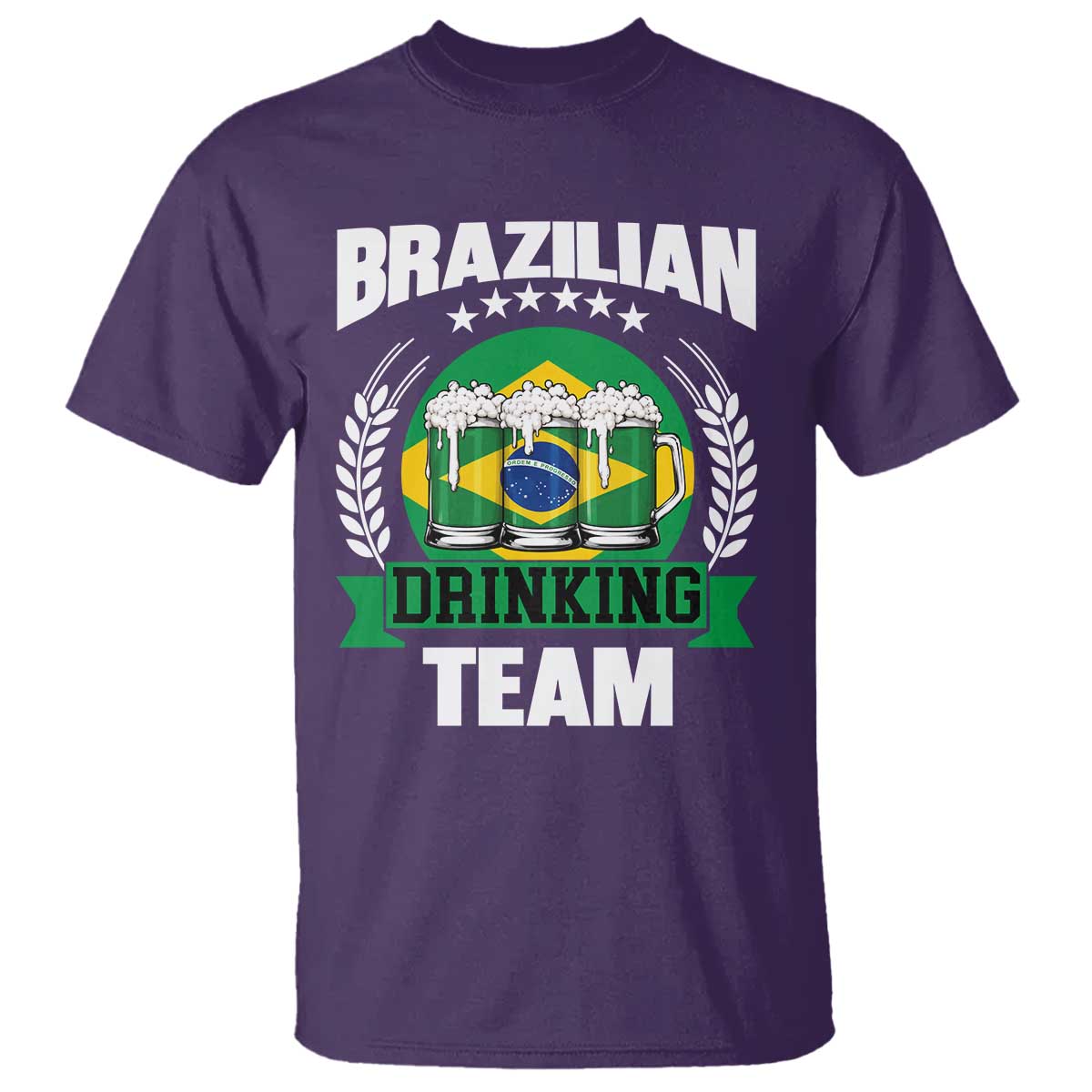 Brazil Drinking Team T Shirt Funny Brazilian Flag Beer Party Gift TS14 Purple Print Your Wear