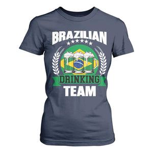 Brazil Drinking Team T Shirt For Women Funny Brazilian Flag Beer Party Gift TS14 Navy Print Your Wear