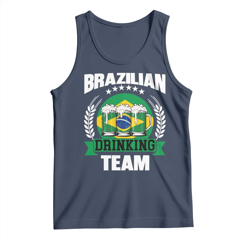 Brazil Drinking Team Tank Top Funny Brazilian Flag Beer Party Gift TS14 Navy Print Your Wear