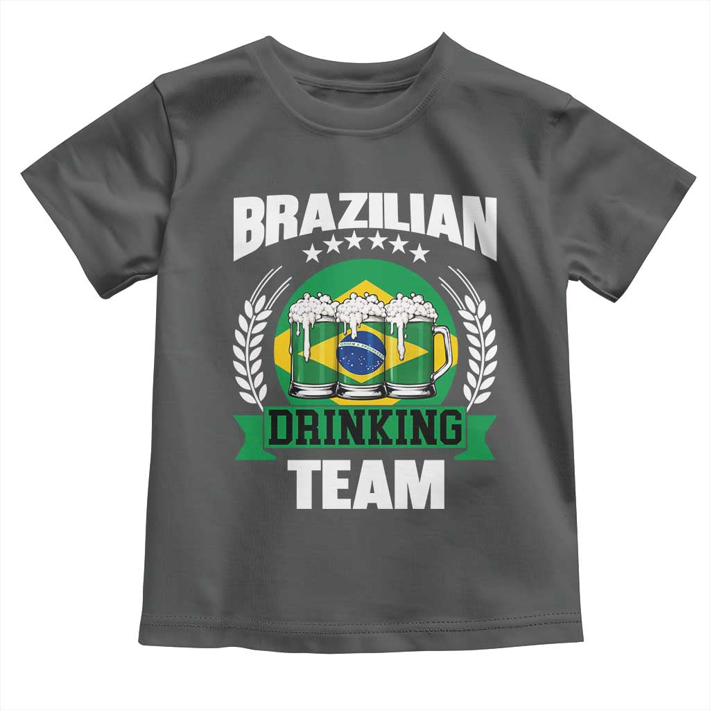 Brazil Drinking Team Toddler T Shirt Funny Brazilian Flag Beer Party Gift TS14 Dark Heather Print Your Wear
