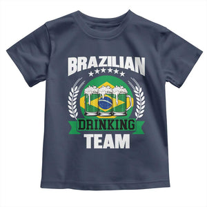 Brazil Drinking Team Toddler T Shirt Funny Brazilian Flag Beer Party Gift TS14 Navy Print Your Wear