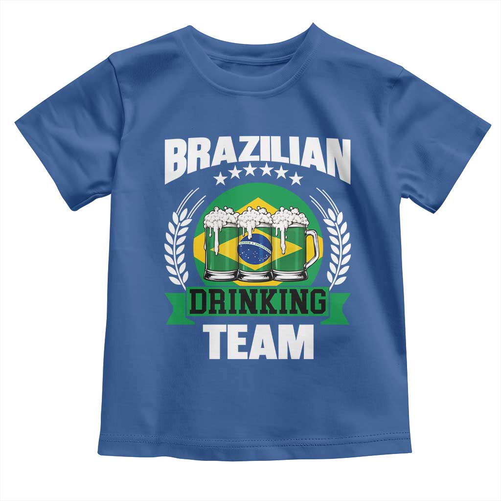 Brazil Drinking Team Toddler T Shirt Funny Brazilian Flag Beer Party Gift TS14 Royal Blue Print Your Wear
