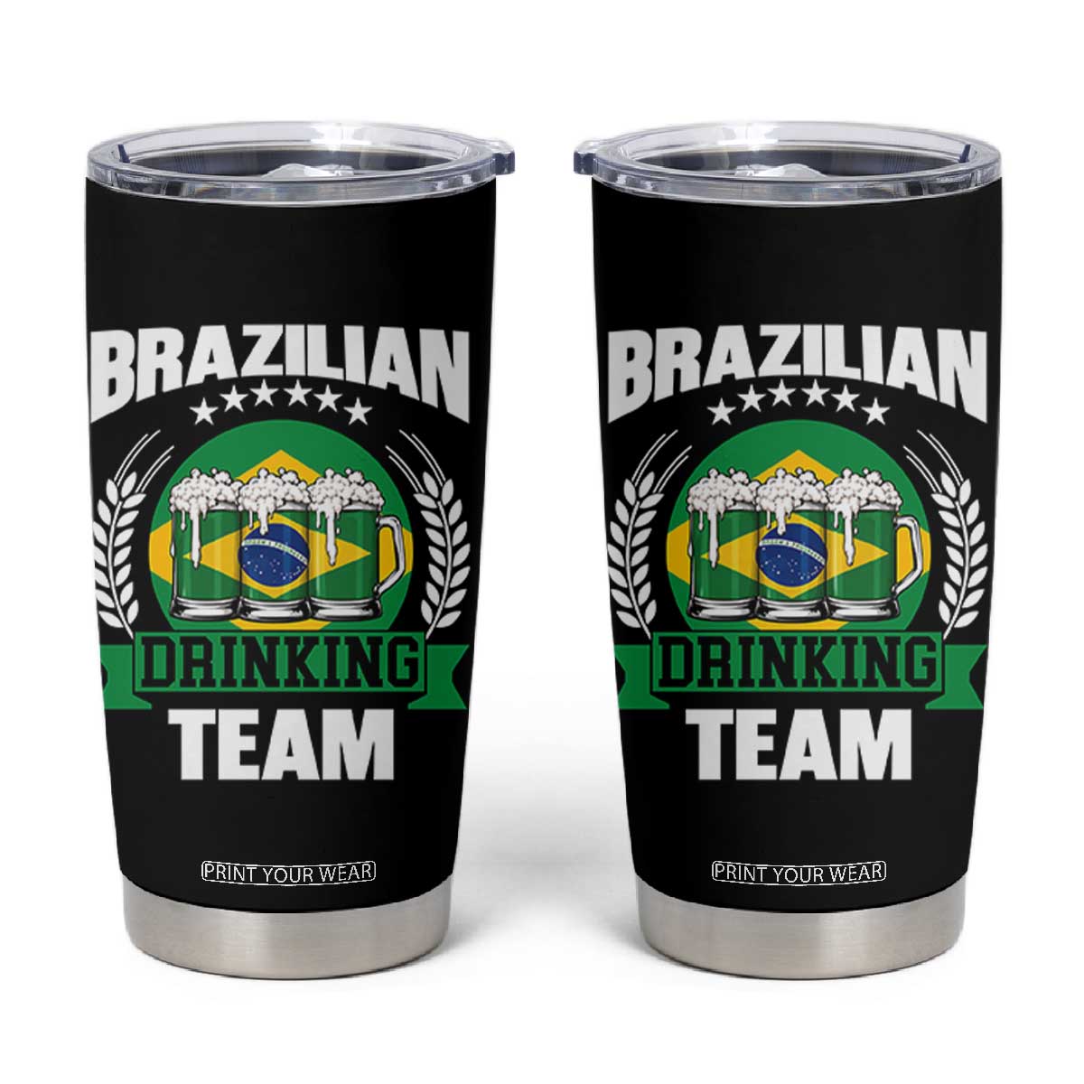 Brazil Drinking Team Tumbler Cup Funny Brazilian Flag Beer Party Gift TS14 Black Print Your Wear