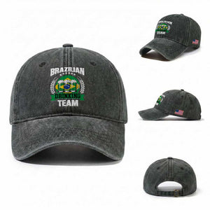 Brazil Drinking Team Washed Cotton Baseball Cap Funny Brazilian Flag Beer Party Gift TS14 Washed Cap Universal Fit Dark Green Print Your Wear