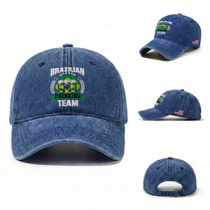 Brazil Drinking Team Washed Cotton Baseball Cap Funny Brazilian Flag Beer Party Gift TS14 Washed Cap Universal Fit Royal Blue Print Your Wear