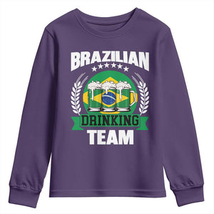 Brazil Drinking Team Youth Sweatshirt Funny Brazilian Flag Beer Party Gift TS14 Purple Print Your Wear