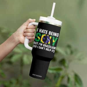 I Hate Being Sexy But I'm Brazilian Brazil Tumbler With Handle Funny Sarcastic National Pride TS14 Print Your Wear