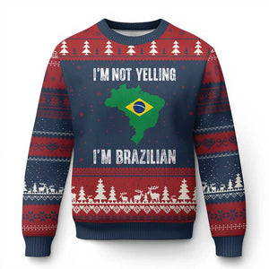I'm Not Yelling I'm Brazilian Ugly Christmas Sweater Funny Brazil Pride TS14 Navy Red Print Your Wear