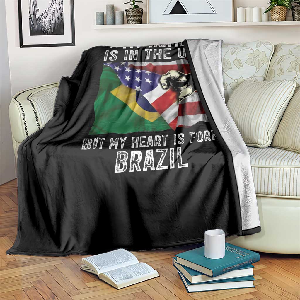 Brazilian American Patriot Heart Is From Brazil Flag Throw Blanket TS14 Print Your Wear