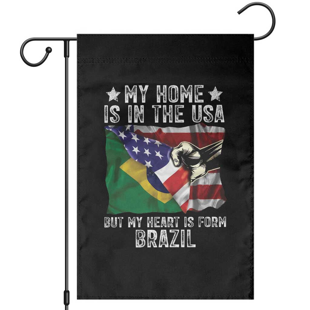 Brazilian American Patriot Heart Is From Brazil Flag Garden Flag TS14 Black Print Your Wear