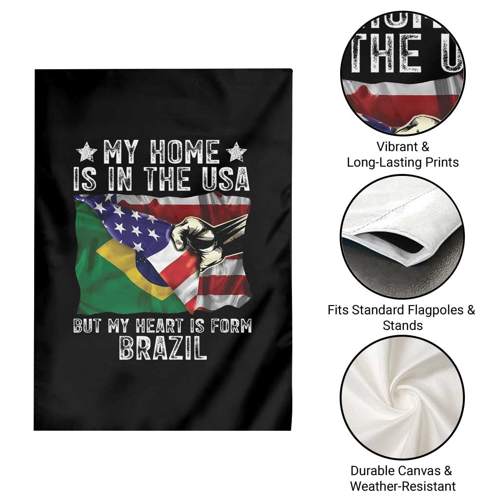 Brazilian American Patriot Heart Is From Brazil Flag Garden Flag TS14 Print Your Wear