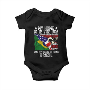 Brazilian American Patriot Heart Is From Brazil Flag Baby Onesie TS14 Black Print Your Wear