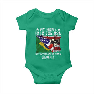 Brazilian American Patriot Heart Is From Brazil Flag Baby Onesie TS14 Irish Green Print Your Wear