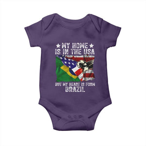 Brazilian American Patriot Heart Is From Brazil Flag Baby Onesie TS14 Purple Print Your Wear