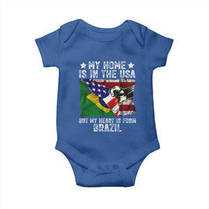 Brazilian American Patriot Heart Is From Brazil Flag Baby Onesie TS14 Royal Blue Print Your Wear