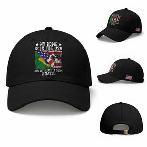 Brazilian American Patriot Heart Is From Brazil Flag Baseball Cap TS14 Baseball Cap Universal Fit Black Print Your Wear