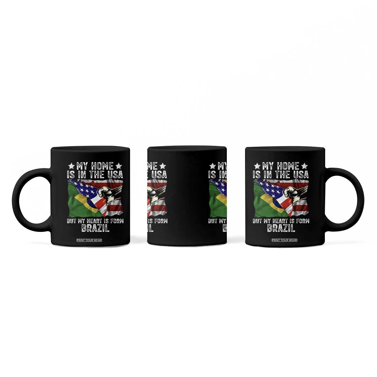 Brazilian American Patriot Heart Is From Brazil Flag Coffee Mug TS14 Print Your Wear