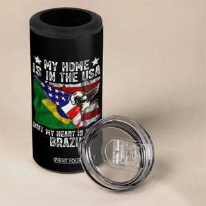 Brazilian American Patriot Heart Is From Brazil Flag 4 in 1 Can Cooler Tumbler TS14 Print Your Wear