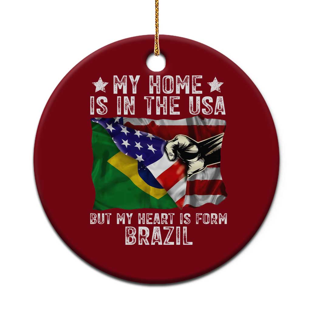 Brazilian American Patriot Heart Is From Brazil Flag Ceramic Ornament TS14 1pc Red Print Your Wear