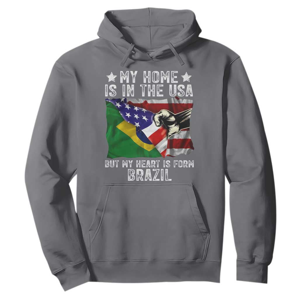 Brazilian American Patriot Heart Is From Brazil Flag Hoodie TS14 Charcoal Print Your Wear