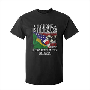 Brazilian American Patriot Heart Is From Brazil Flag T Shirt For Kid TS14 Black Print Your Wear