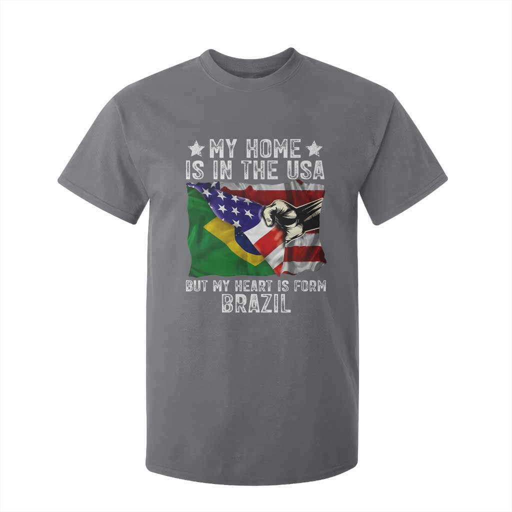 Brazilian American Patriot Heart Is From Brazil Flag T Shirt For Kid TS14 Print Your Wear