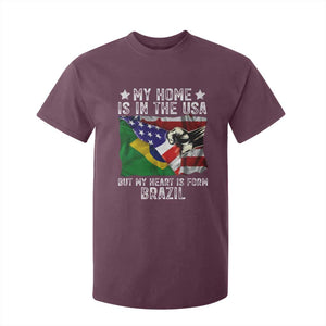 Brazilian American Patriot Heart Is From Brazil Flag T Shirt For Kid TS14 Maroon Print Your Wear