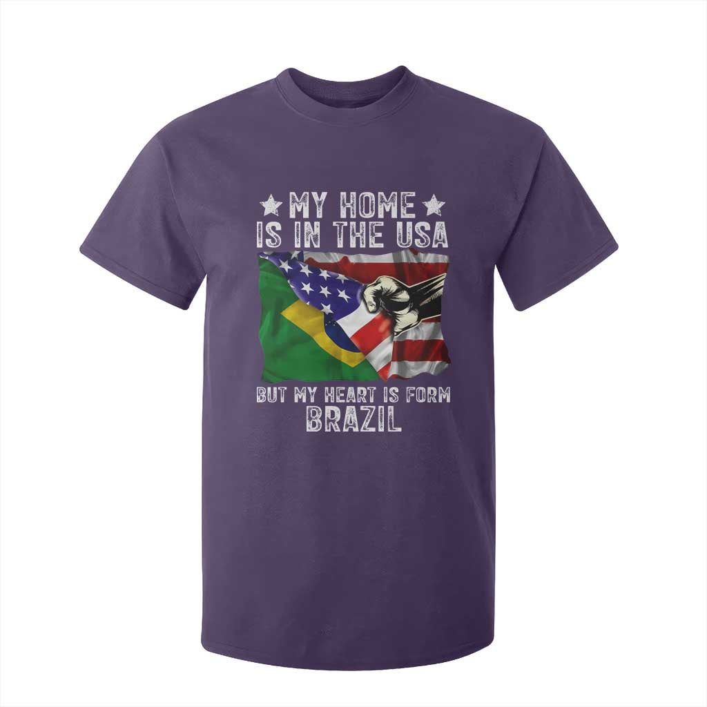 Brazilian American Patriot Heart Is From Brazil Flag T Shirt For Kid TS14 Purple Print Your Wear