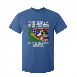 Brazilian American Patriot Heart Is From Brazil Flag T Shirt For Kid TS14 Royal Blue Print Your Wear