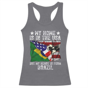 Brazilian American Patriot Heart Is From Brazil Flag Racerback Tank Top TS14 Charcoal Print Your Wear