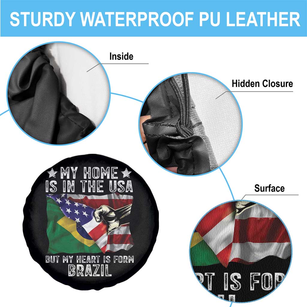 Brazilian American Patriot Heart Is From Brazil Flag Spare Tire Cover TS14 Print Your Wear