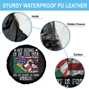 Brazilian American Patriot Heart Is From Brazil Flag Spare Tire Cover TS14 Print Your Wear