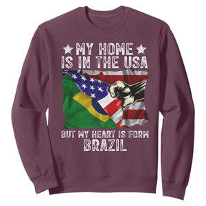 Brazilian American Patriot Heart Is From Brazil Flag Sweatshirt TS14 Maroon Print Your Wear