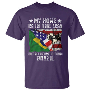 Brazilian American Patriot Heart Is From Brazil Flag T Shirt TS14 Purple Print Your Wear
