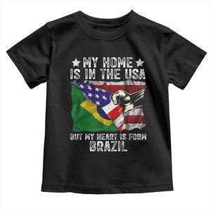 Brazilian American Patriot Heart Is From Brazil Flag Toddler T Shirt TS14 Black Print Your Wear