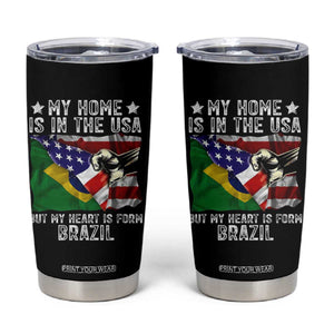 Brazilian American Patriot Heart Is From Brazil Flag Tumbler Cup TS14 Black Print Your Wear