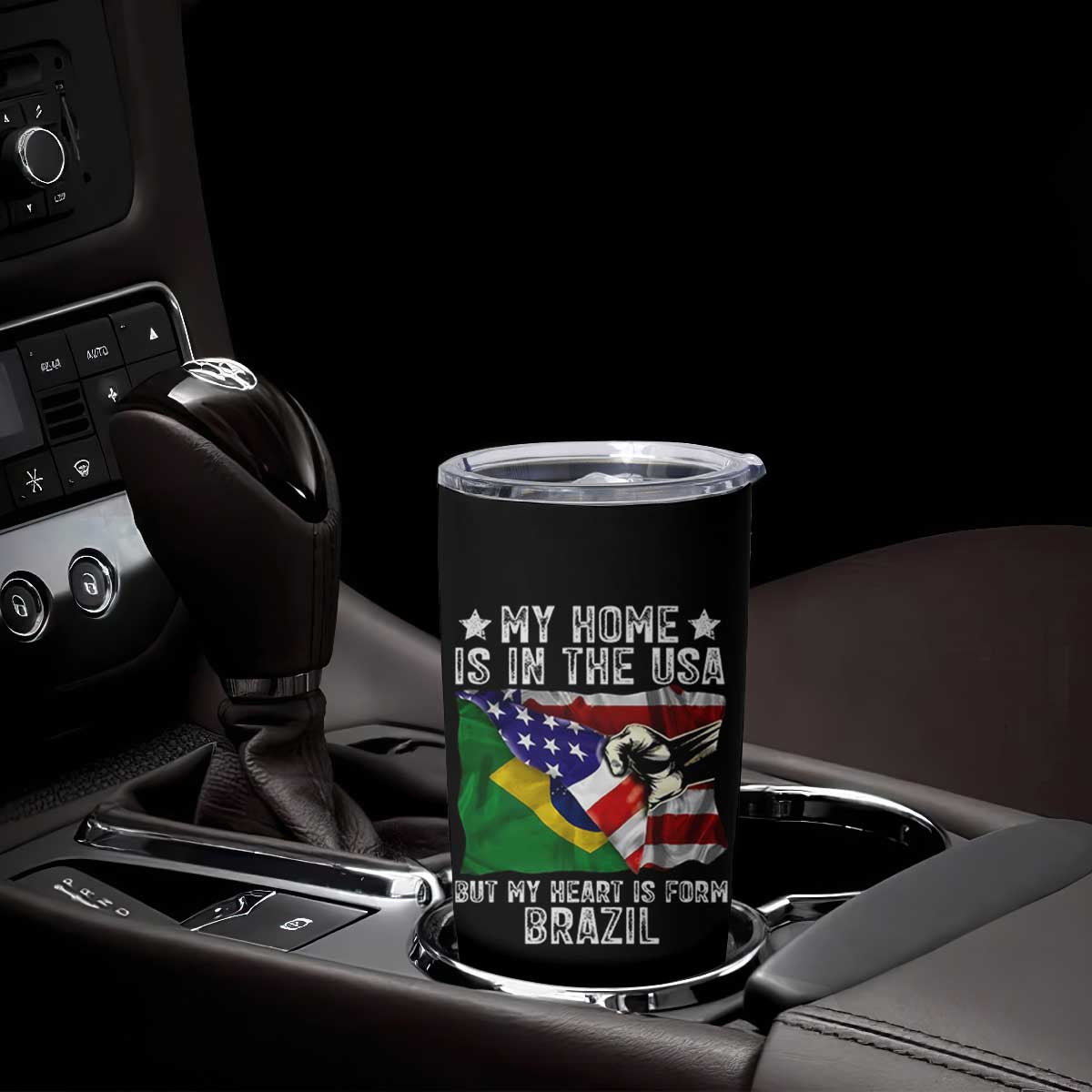 Brazilian American Patriot Heart Is From Brazil Flag Tumbler Cup TS14 Print Your Wear