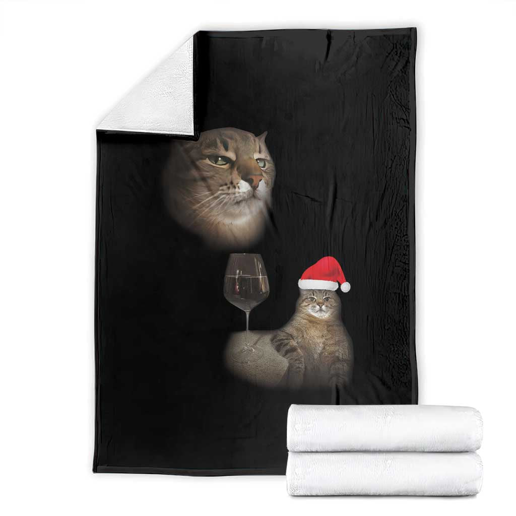 Funny Cat Christmas Throw Blanket Cats Drinking Wine Oddly Specific Meme TS14 Black Print Your Wear