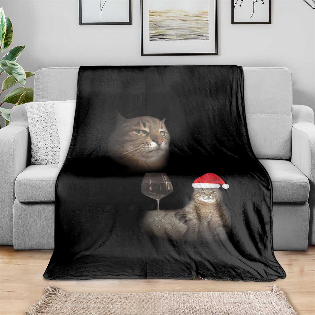 Funny Cat Christmas Throw Blanket Cats Drinking Wine Oddly Specific Meme TS14 Print Your Wear
