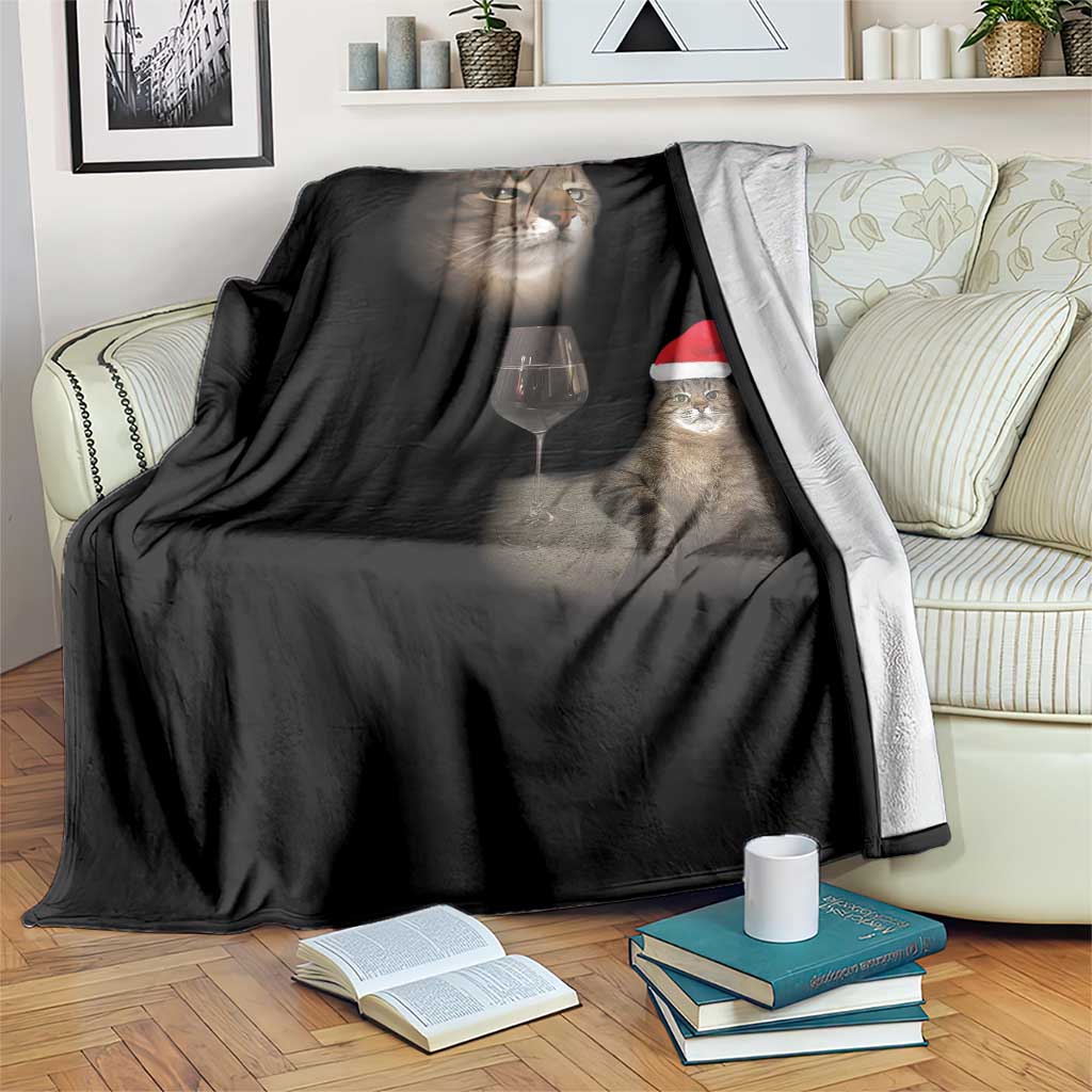Funny Cat Christmas Throw Blanket Cats Drinking Wine Oddly Specific Meme TS14 Print Your Wear