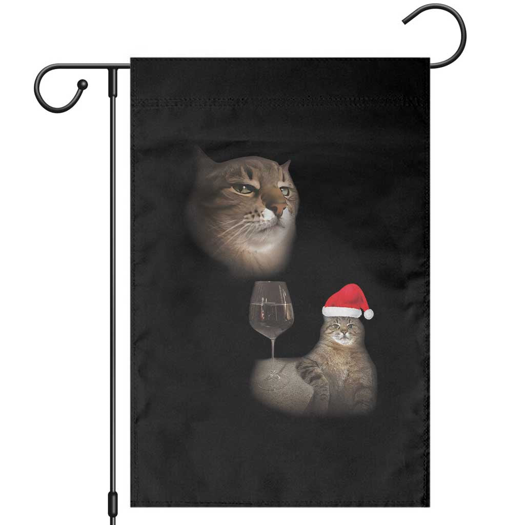 Funny Cat Christmas Garden Flag Cats Drinking Wine Oddly Specific Meme TS14 Black Print Your Wear