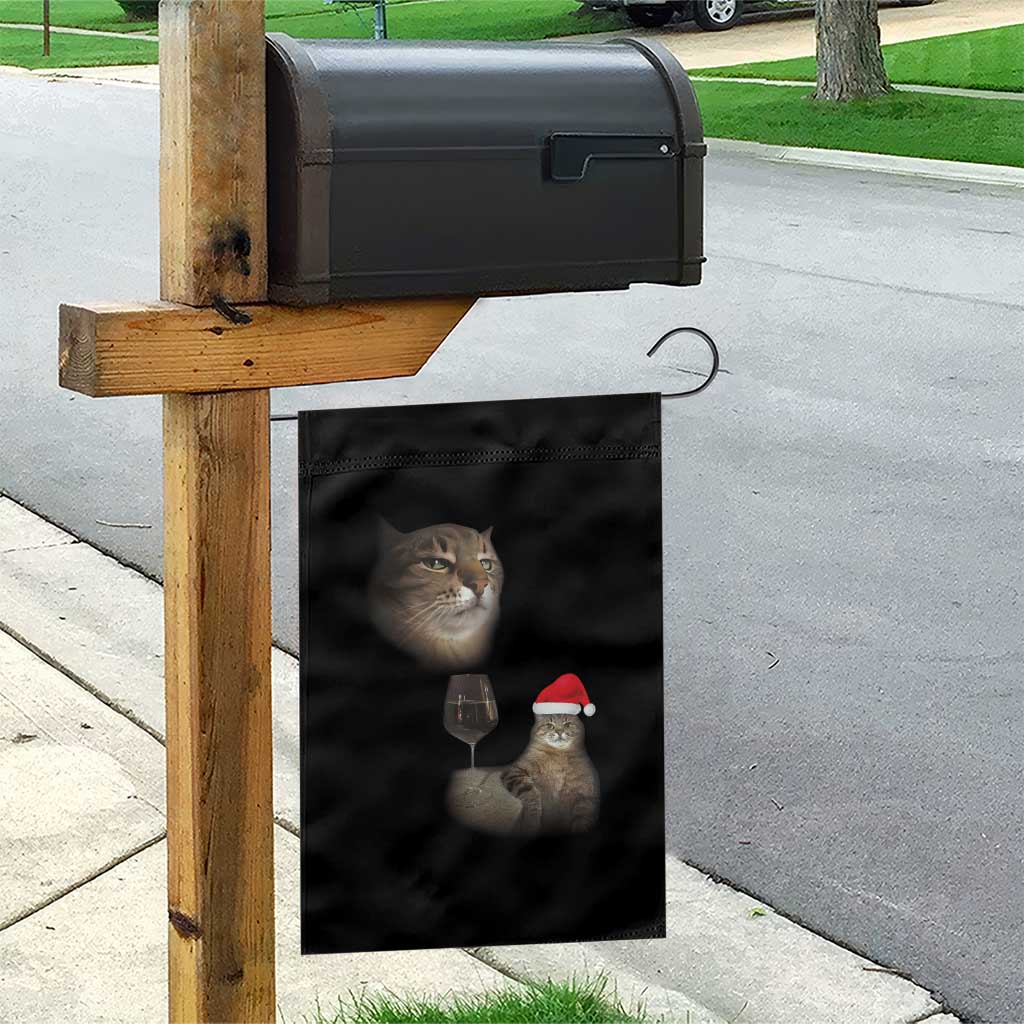 Funny Cat Christmas Garden Flag Cats Drinking Wine Oddly Specific Meme TS14 Print Your Wear