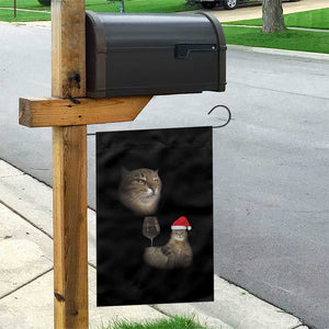 Funny Cat Christmas Garden Flag Cats Drinking Wine Oddly Specific Meme TS14 Print Your Wear