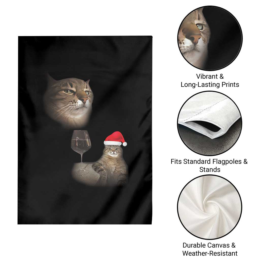 Funny Cat Christmas Garden Flag Cats Drinking Wine Oddly Specific Meme TS14 Print Your Wear