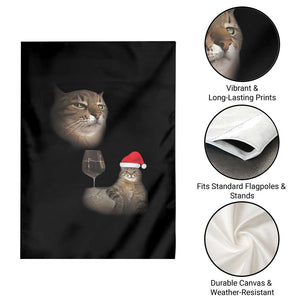Funny Cat Christmas Garden Flag Cats Drinking Wine Oddly Specific Meme TS14 Print Your Wear