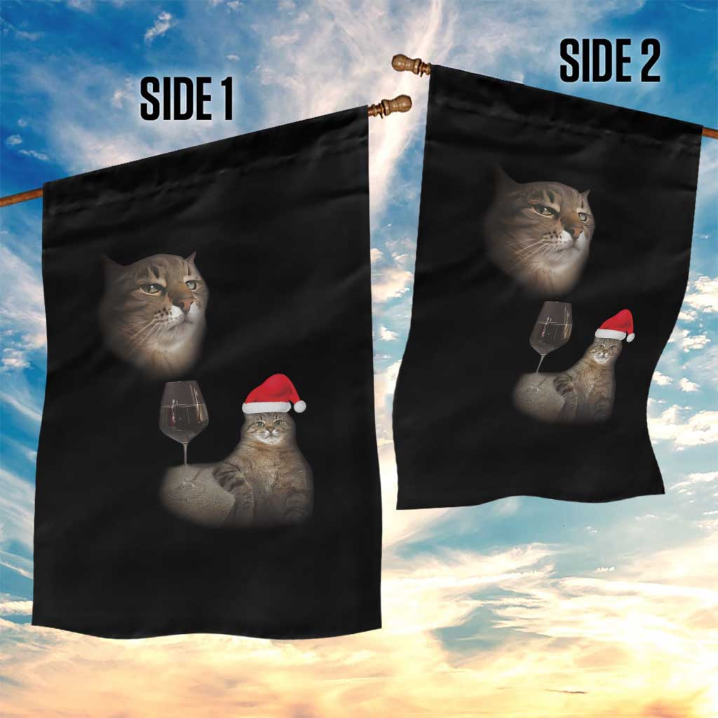Funny Cat Christmas Garden Flag Cats Drinking Wine Oddly Specific Meme TS14 Print Your Wear
