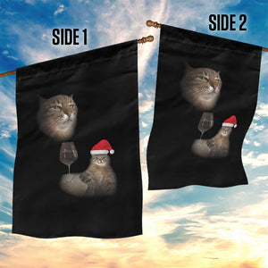 Funny Cat Christmas Garden Flag Cats Drinking Wine Oddly Specific Meme TS14 Print Your Wear