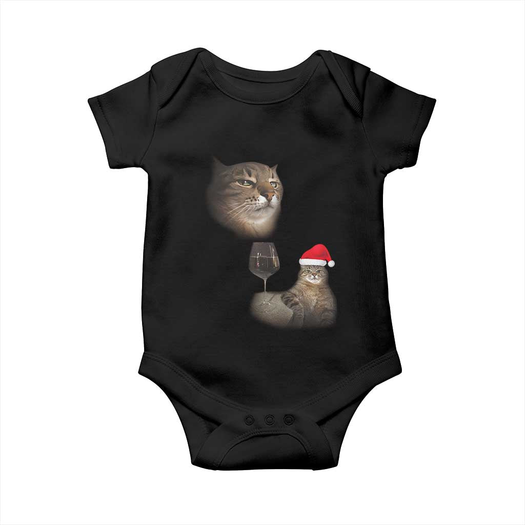 Funny Cat Christmas Baby Onesie Cats Drinking Wine Oddly Specific Meme TS14 Black Print Your Wear