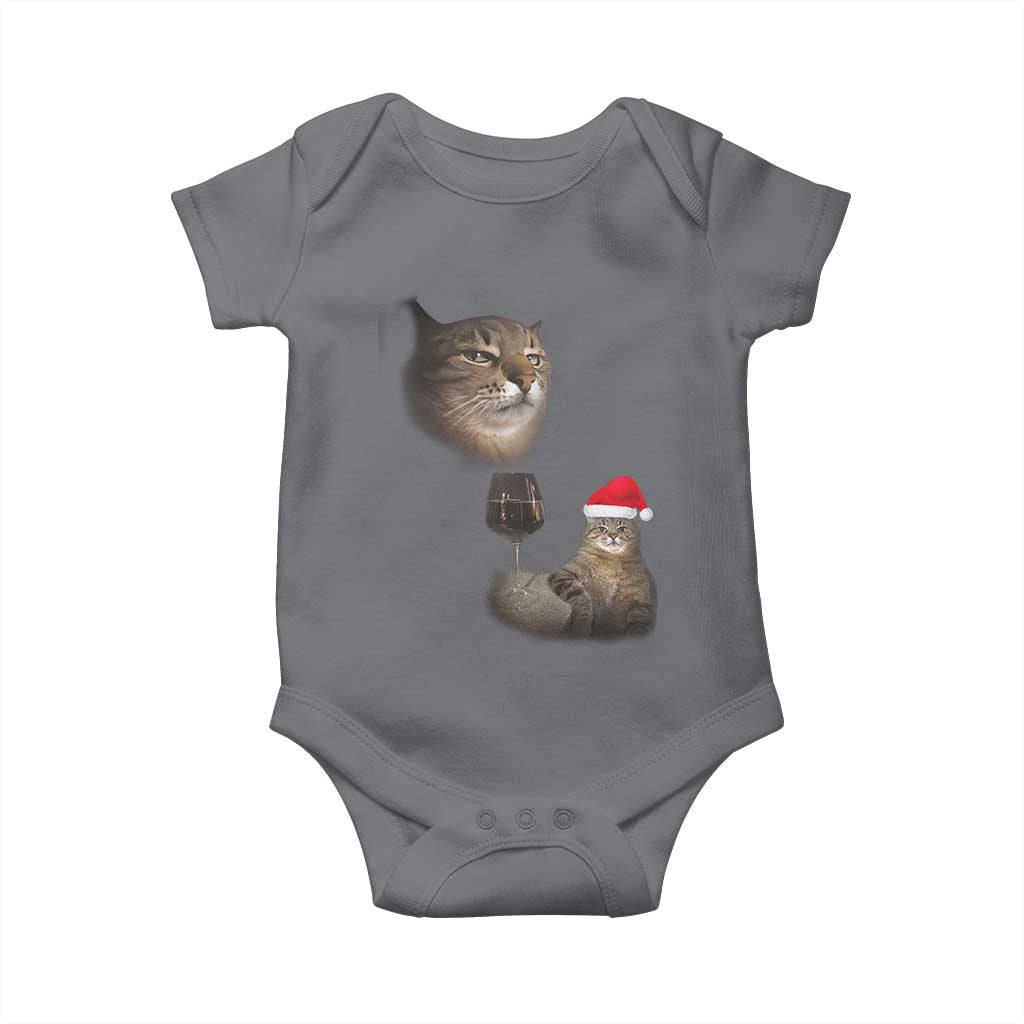 Funny Cat Christmas Baby Onesie Cats Drinking Wine Oddly Specific Meme TS14 Charcoal Print Your Wear